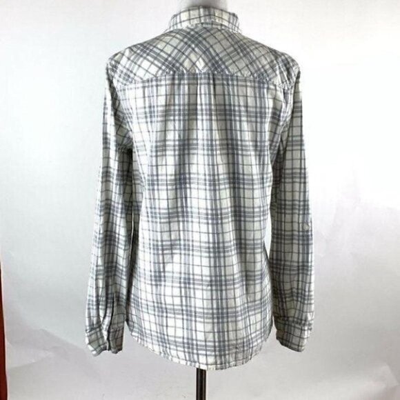 Talbots top size 8 gray white plaid flannel fall - Picture 4 of 9
